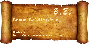 Braun Boldizsár névjegykártya